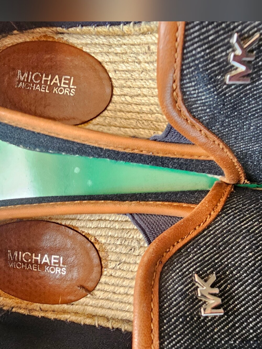 ❗️ MICHAEL KORS HASTINGS  Navy and Brown Slip-On  Canvas Espadrilles ❗️